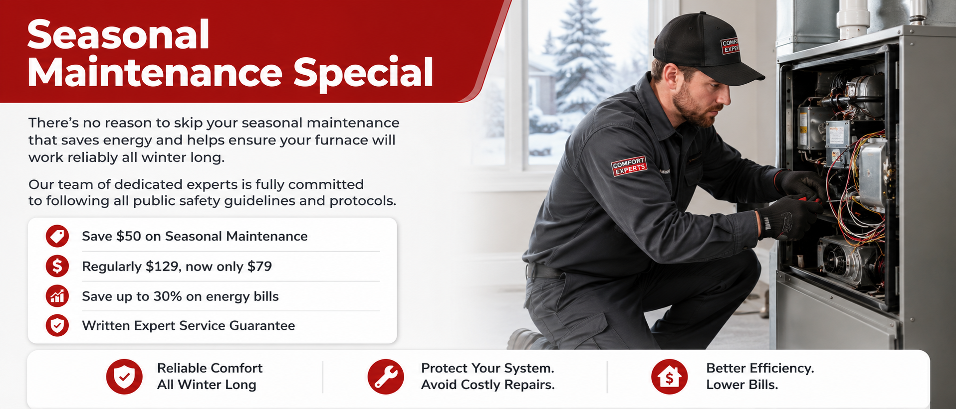 HVAC & Plumbing Services in Hampshire IL technician inspecting furnace